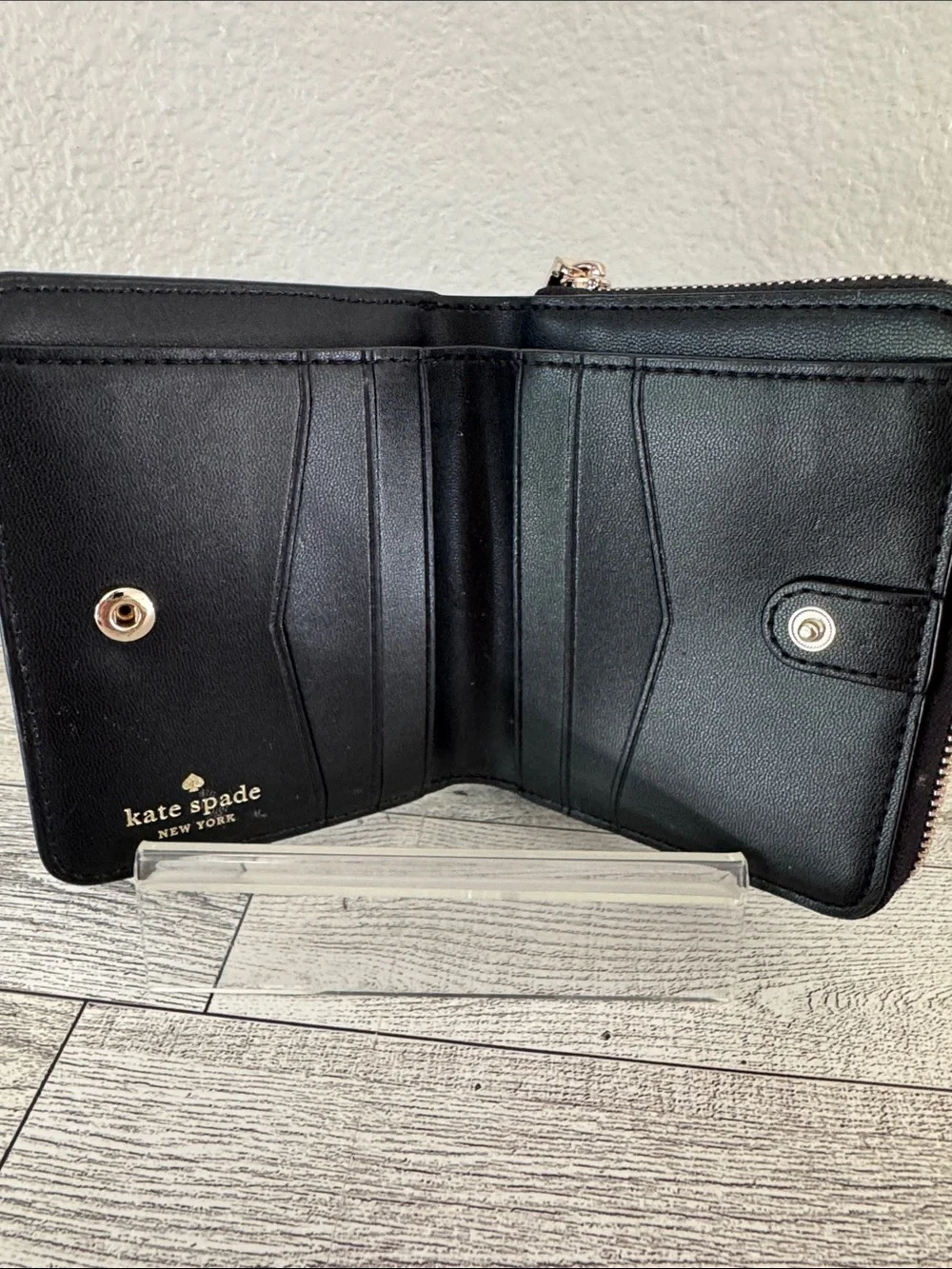 Kate Spade Black Leather Compact Wallet
